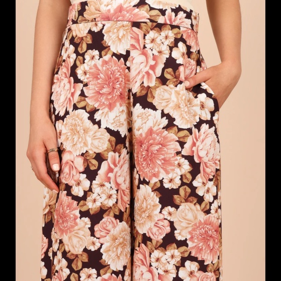 PETAL+PUP TAMARA HIGH WAISTED WIDE LEG PANTS - PEACH FLORAL - Picture 2 of 6